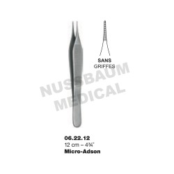 Pince à Dissection Micro-Adson 12 cm Sans Griffes pour chirurgie plastique