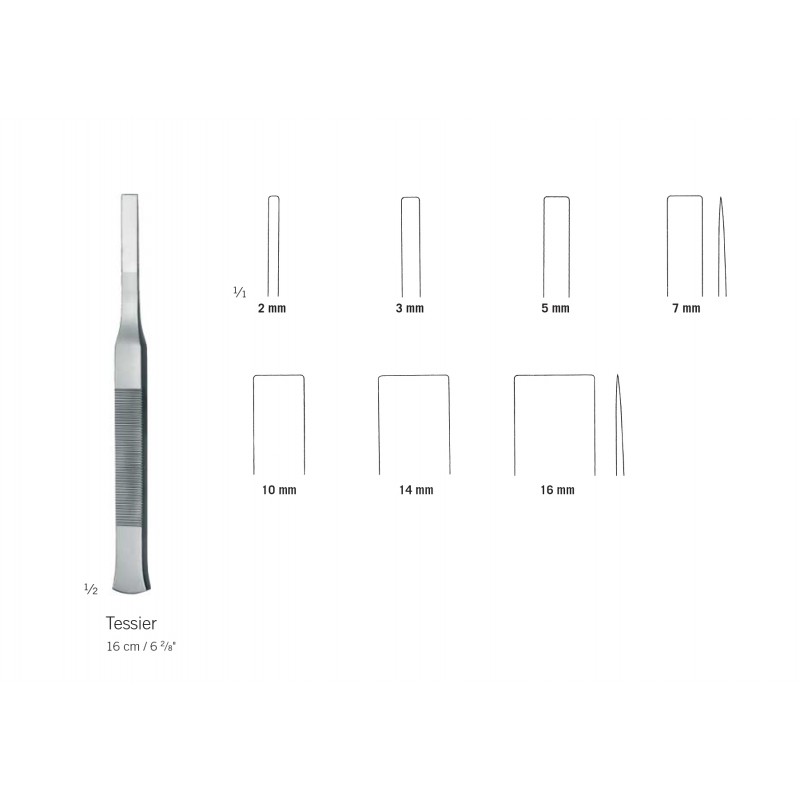 Ostéotome de Tessier 16 cm 2 mm