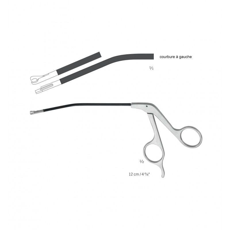 Ciseaux courbés pour face-lift, longueur 12 cm, courbure à gauche distribués par Nussbaum Médical