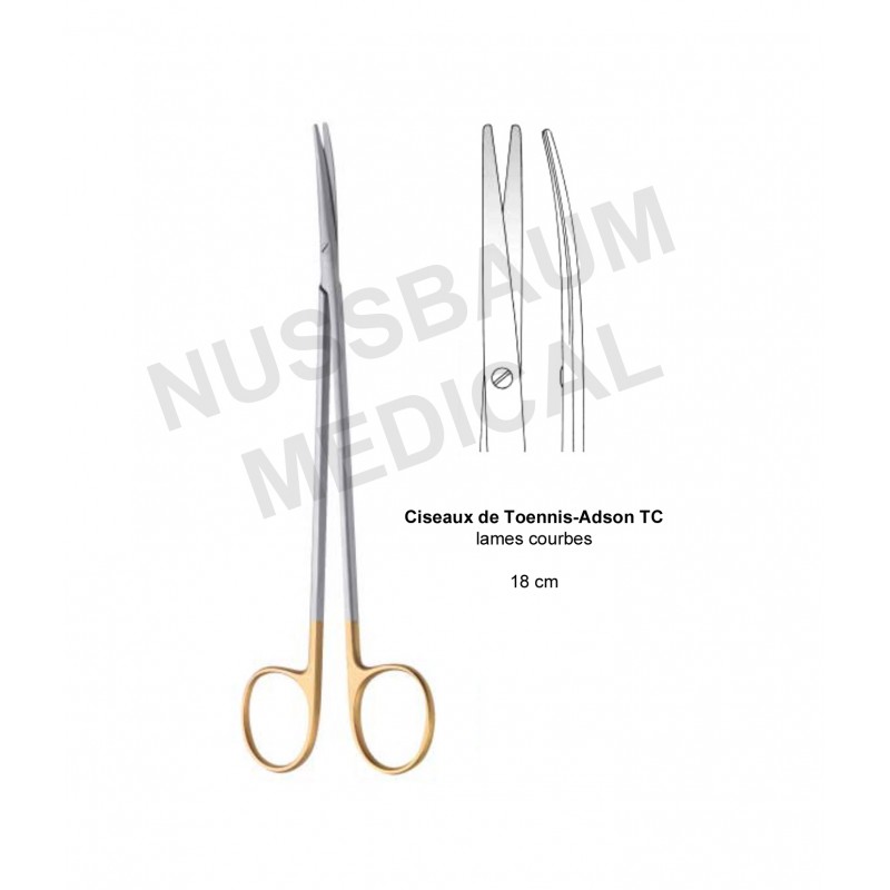 Ciseaux à Dissection Toennis-Adson TC de 18 cm distribués par Nussbaum Médical