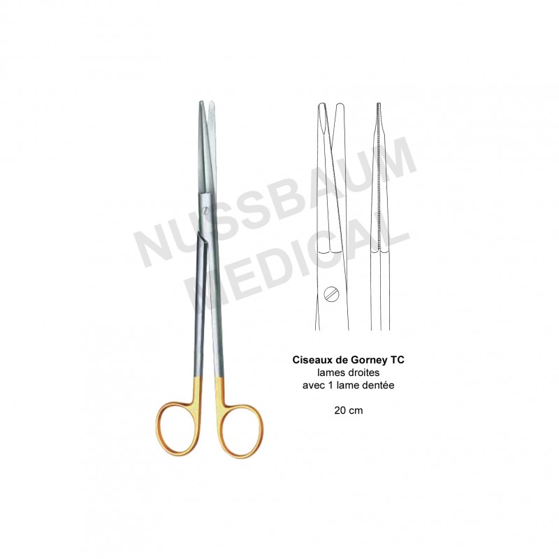 Ciseaux de Gorney droits TC pour facelift de 20 cm distribués par Nussbaum Médical