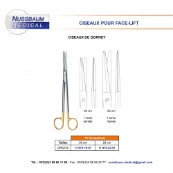 Ciseaux de Gorney droits TC pour facelift de 20 cm et 23 cm distribués par Nussbaum Médical