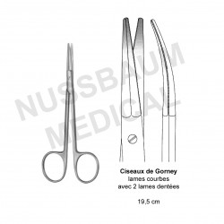Ciseaux de Gorney de 19cm  avec 2 lames dentées pour facelift distribués par Nussbaum Médical