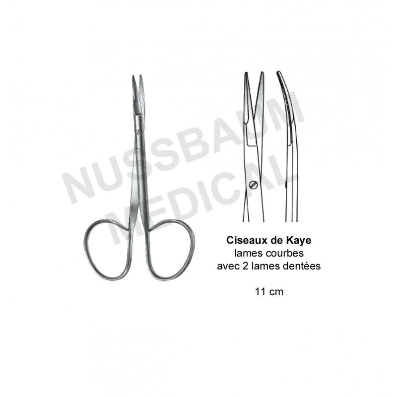 Ciseaux de Kaye 11 cm avec 2 lames dentées pour facelift distribués par Nussbaum Médical