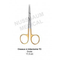Ciseaux à iridectomie TC droits de 11,5 cm distribués par Nussbaum Médical
