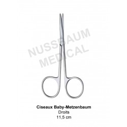 Ciseaux Baby-Metzenbaum inox droits de 11,5 cm distribués par Nussbaum Médical