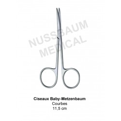 Ciseaux Baby-Metzenbaum inox courbes de 11,5 cm distribués par Nussbaum Médical