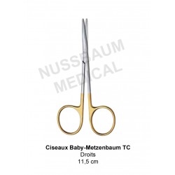 Ciseaux Baby-Metzenbaum TC droits de 11,5 cm distribués par Nussbaum Médical