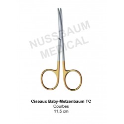 Ciseaux Baby-Metzenbaum TC courbes de 11,5 cm distribués par Nussbaum Médical