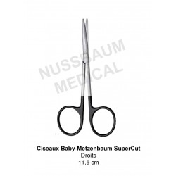 Ciseaux Baby-Metzenbaum Supercut droits de 11,5 cm distribués par Nussbaum Médical