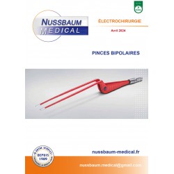 Brochure Pinces Bipolaires pour électrochirurgie haute fréquence distribuées par Nussbaum Médical, édition avril 2024