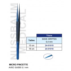 Micro Pincette Sans Griffes Titane 15 cm et 18 cm, distribuée par Nussbaum Médical