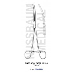 Pince de Spencer-Wells Courbe 24cm pour hystérectomie distribuée par Nussbaum Médical