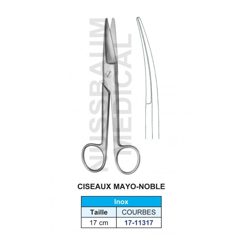 Ciseaux Mayo-Noble courbes de 17 cm distribués par Nussbaum Médical