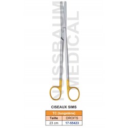 Ciseaux Sims Droits de 23 cm en tungstène TC distribués par Nussbaum Médical