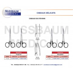 Ciseaux Stevens Pointus et Mousses de 11cm qualité SuperCut distribués par Nussbaum Médical