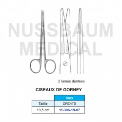 Ciseaux de Gorney droits de 19 cm avec 2 lames dentées pour facelift distribués par Nussbaum Médical
