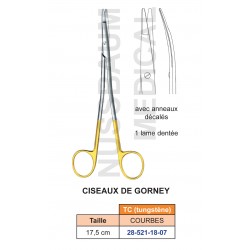 Ciseaux de Gorney courbes TC avec anneaux décalés pour facelift distribués par Nussbaum Médical