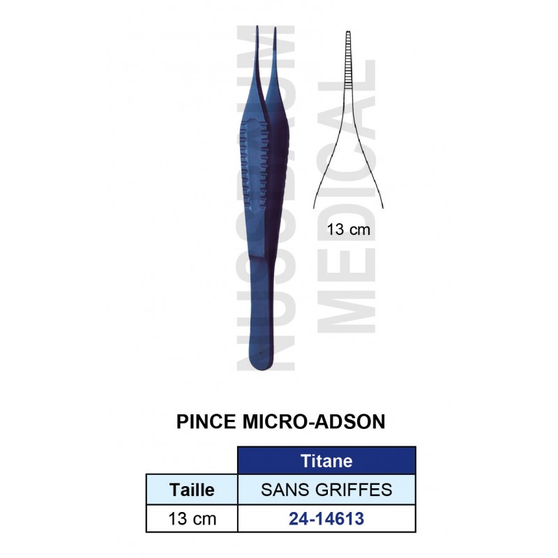 Pince Micro-Adson 13cm Sans Griffes en Titane distribuée par Nussbaum Médical