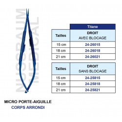 Micro Porte-Aiguille en Titane Corps Arrondi distribuée par Nussbaum Médical