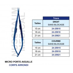 Micro Porte-Aiguille en Titane Corps Arrondi distribuée par Nussbaum Médical