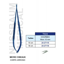 Micro Ciseaux Courbes en Titane Corps Arrondi distribués par Nussbaum Médical