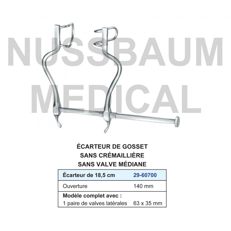 Ecarteur Gosset sans cémaillère ni valve médiane distribué par Nussbaum Médical