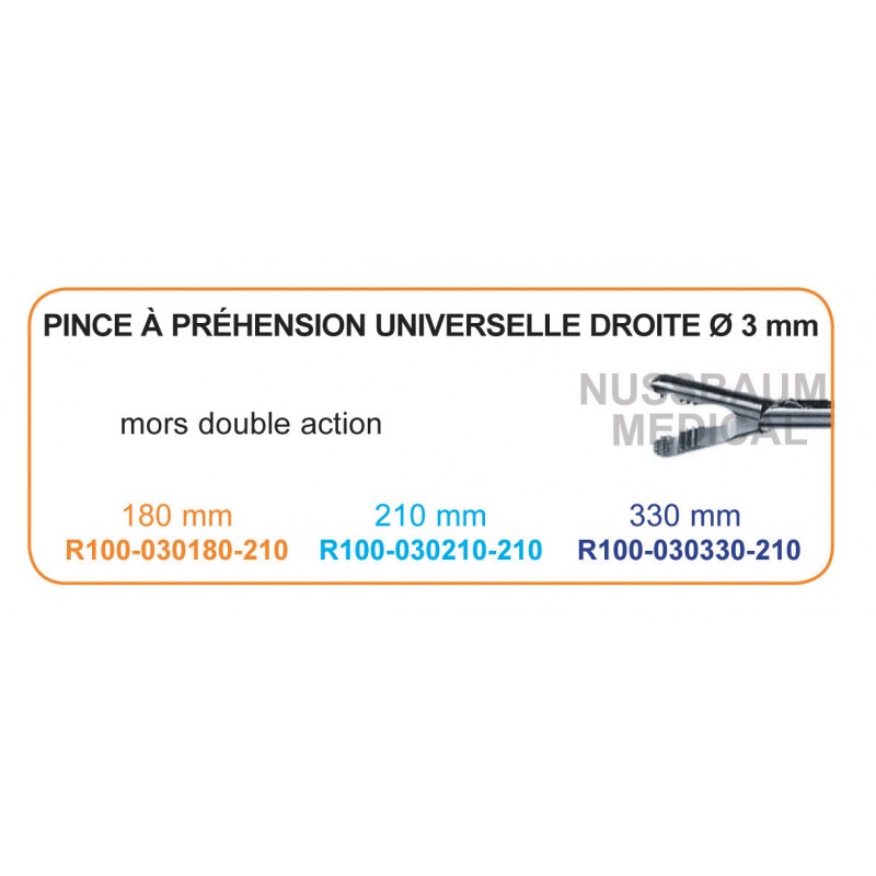 Inserts ø 3 mm pince à préhension universelle droite mors double actiondistribués par Nussbaum Médical