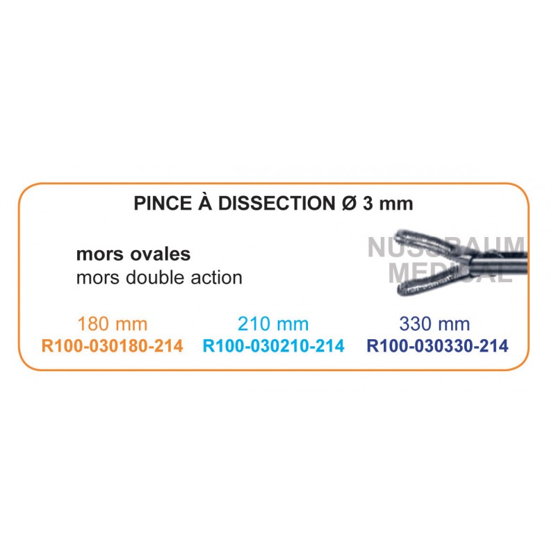 Inserts ø 3 mm pince à dissection mors ovales double action distribués par Nussbaum Médical