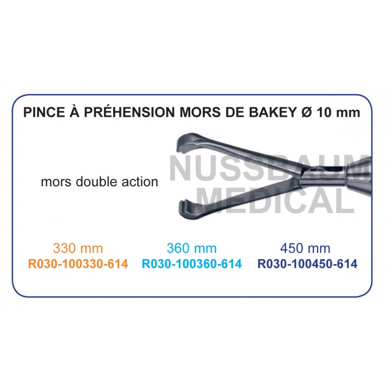 Inserts ø 10 mm pince à préhension De Bakey mors double action distribués par Nussbaum Médical