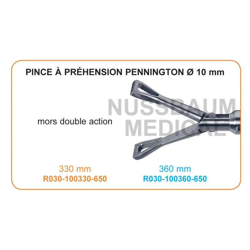 Inserts ø 10 mm pince à préhension Pennington mors double action distribués par Nussbaum Médical