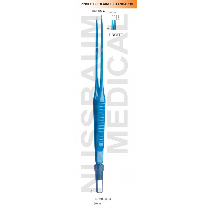 Pince bipolaire standards droite 20 cm distribuée par Nussbaum Médical