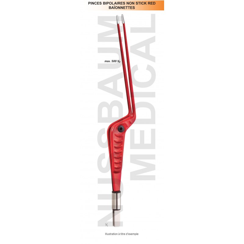Pinces bipolaires Non-Stick Red baïonnettes distribuées par Nussbaum Médical