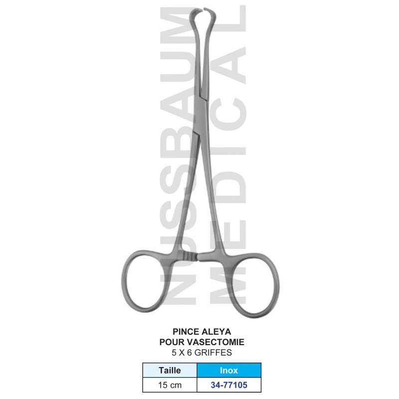 Pince Alyea pour vasectomie 15 cm distribuée par Nussbaum Médical