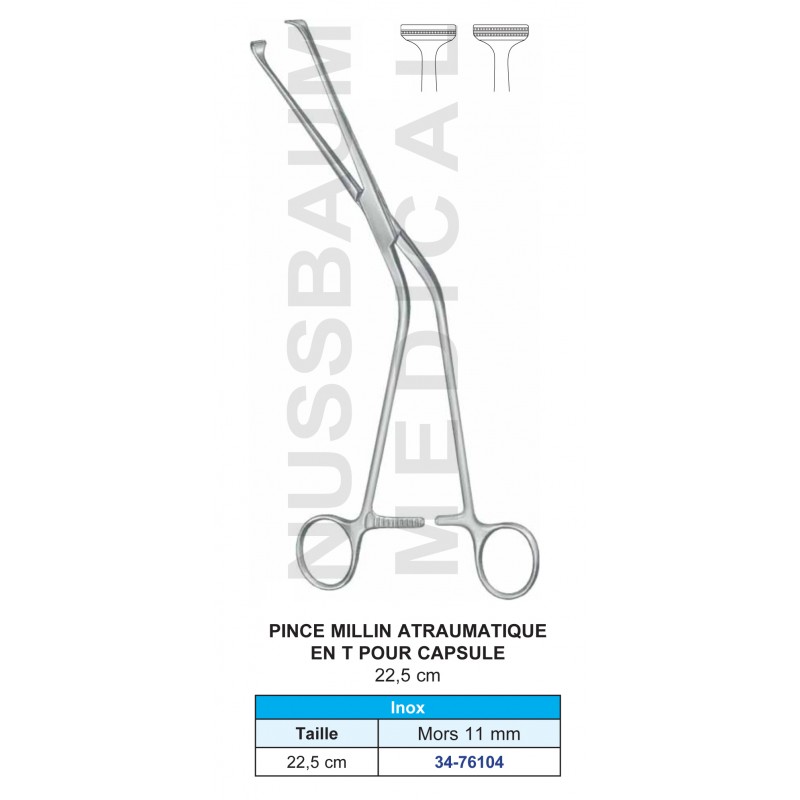 Pince Millin 22 cm Atrauma pour capsule distribuée par Nussbaum Médical