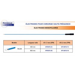 Electrodes Monopolaires Boucles ø1,7mm et ø2,3mm distribuées par Nussbaum Médical
