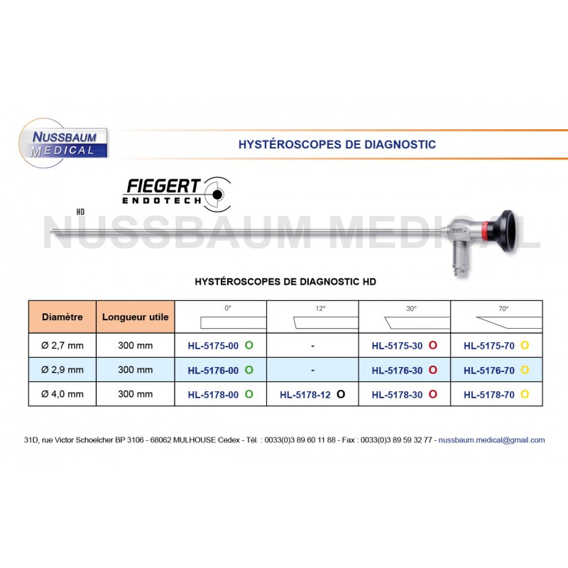 Hystéroscopes de diagnostic distribués par Nussbaum Médical