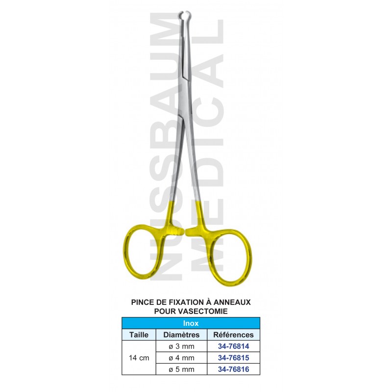 Pince à anneaux pour vasectomie 14 cm inox distribuée par Nussbaum Médical