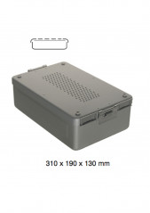 Mini-container dentaire à couvercle perforé, fond non-perforé 300 x 190 x 130 mm, distribué par Nussbaum Médical