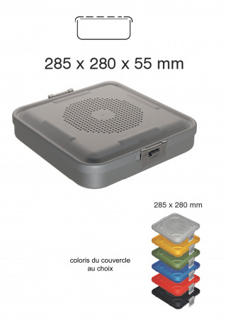 Container demi-plat à couvercle perforé, fond non-perforé