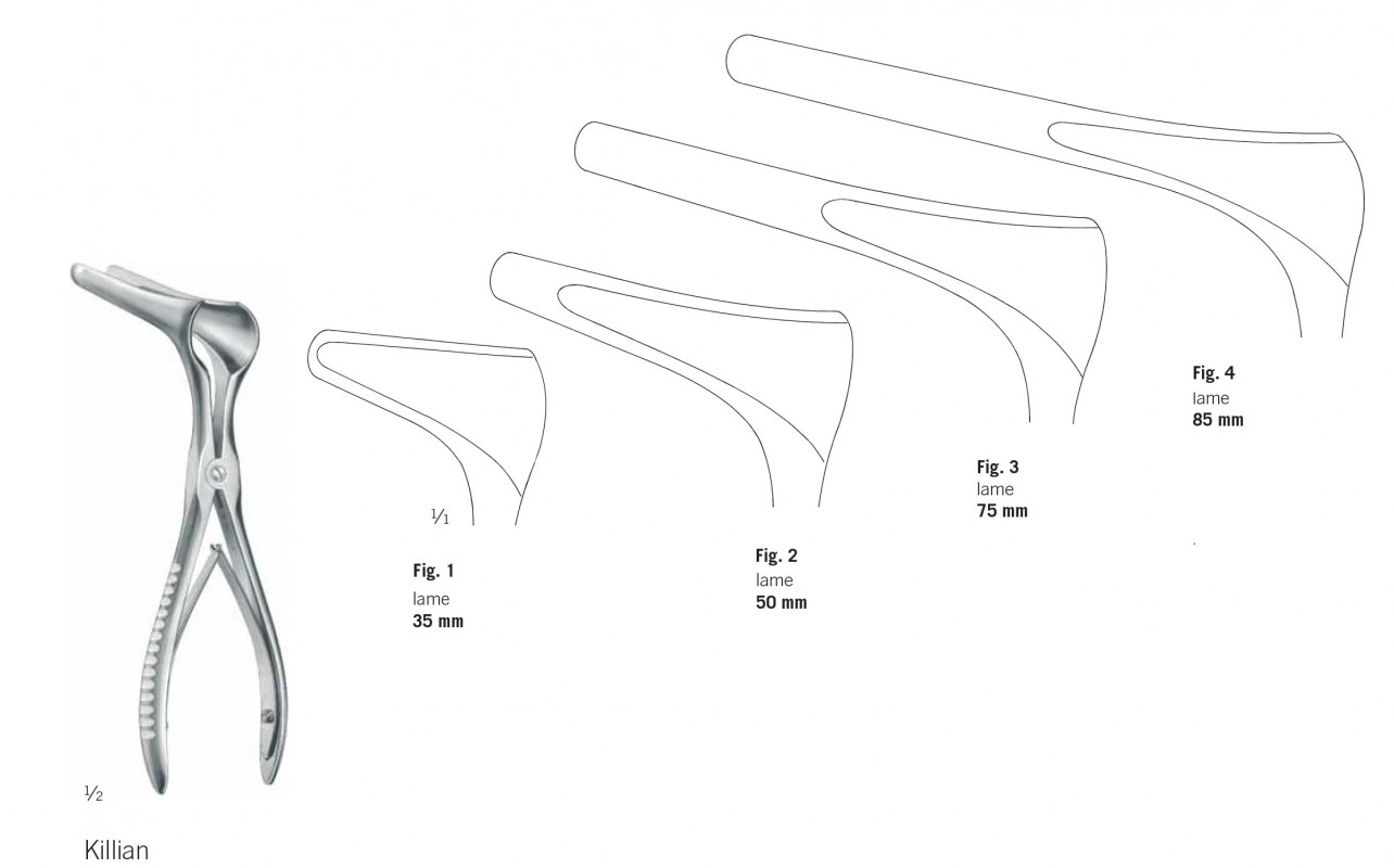 Spéculum nasal Killian, 13 cm, toutes tailles de valves, distribué par Nussbaum Médical