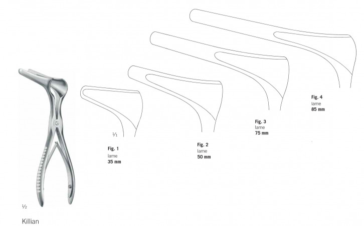 Spéculum nasal Killian, 13 cm, toutes tailles de valves, distribué par Nussbaum Médical