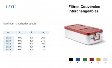 Conteneurs Filtres Couvercles Interchangeables Taille 1, alu anodisé souple