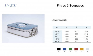 Conteneurs Filtres à Soupapes Taille 3/4, acier inox distribués par Nussbaum Médical