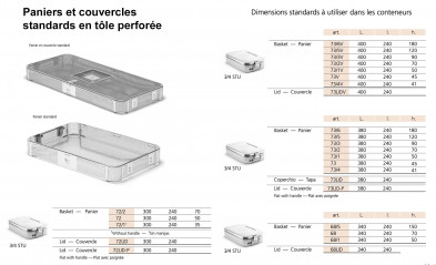 Paniers en Tôle Perforée Dimensions Standards 3/4 STU