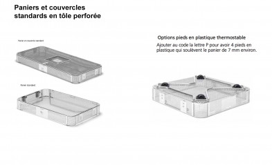 Paniers en Tôle Perforée pour Miniconteneurs, pieds en option