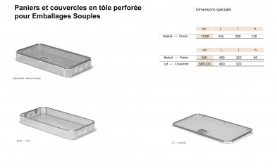 Paniers en tôle perforée pour Emballages Souples dimensions spéciales