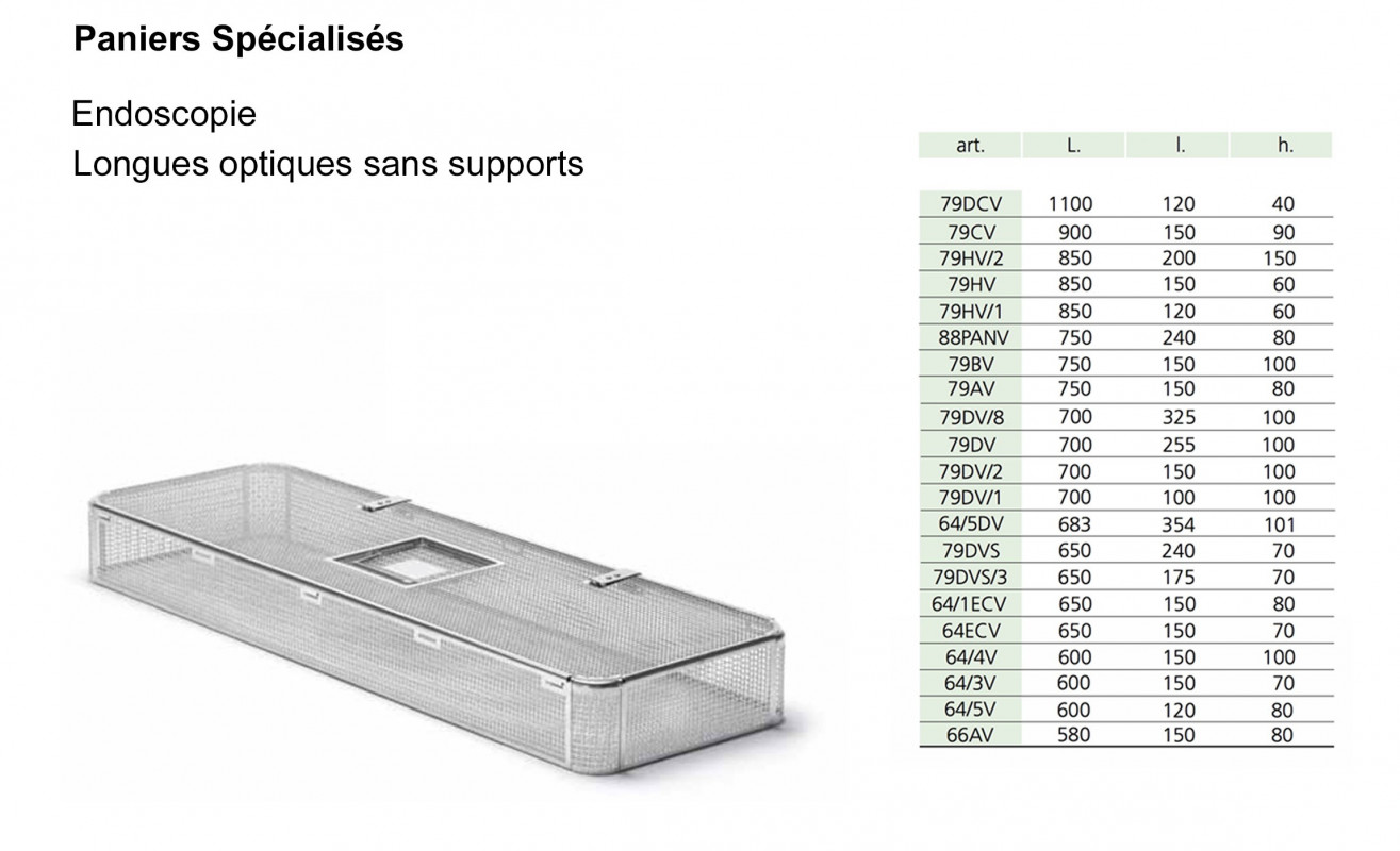 Paniers pour Optiques Longues, sans support