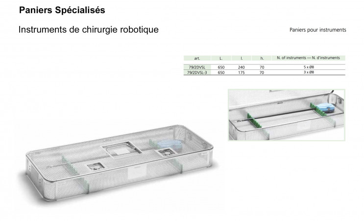 Paniers de stérilisation pour Instruments Chirurgie Robotique