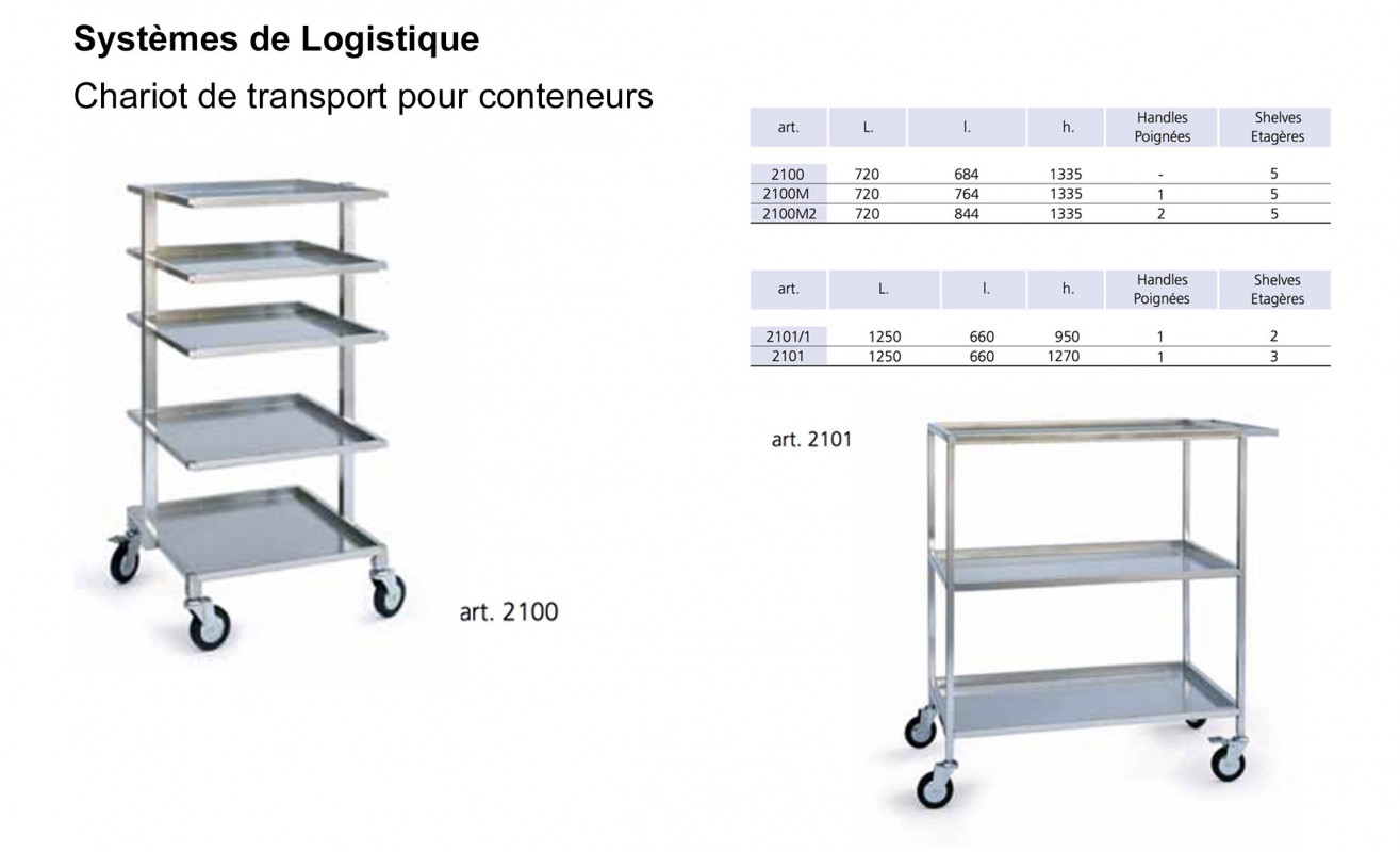 Chariots de transport pour conteneurs